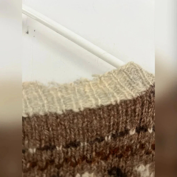 Vintage Finnwear by Delvi Hand Knit Wool Fair Isle Cardigan Size M - Picture 3 of 4